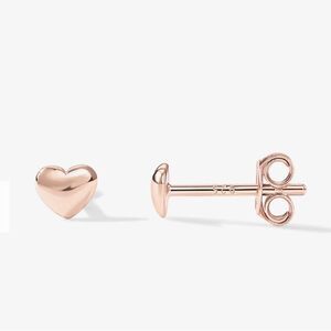 NWB PAVOI 14K Rose Gold Plated Heart Disc Stud Earrings 925 Sterling Silver
